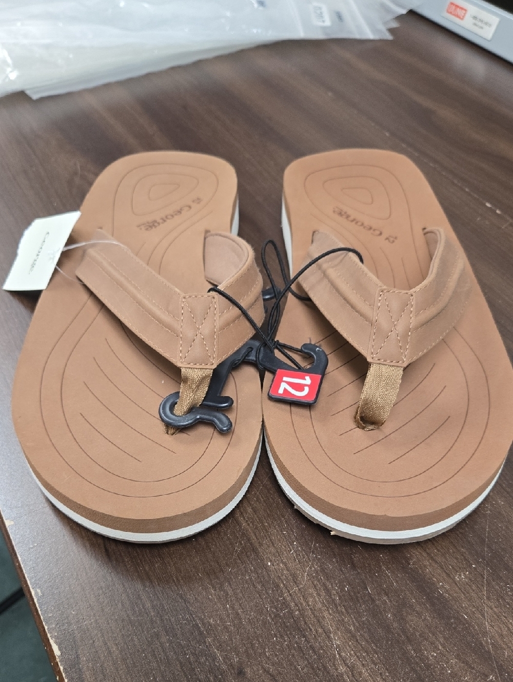 George Size 12 Light Brown Thong Sandal
